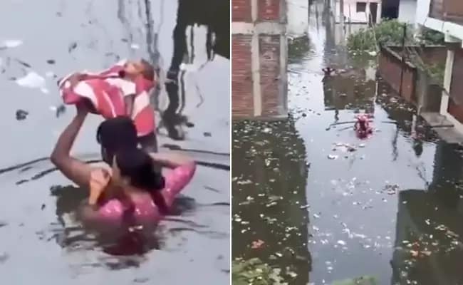 Prayagraj Floods: పీకల్లోతు వరద నీరు.. ‘బాహుబలి’ సీన్‌ రిపీట్‌